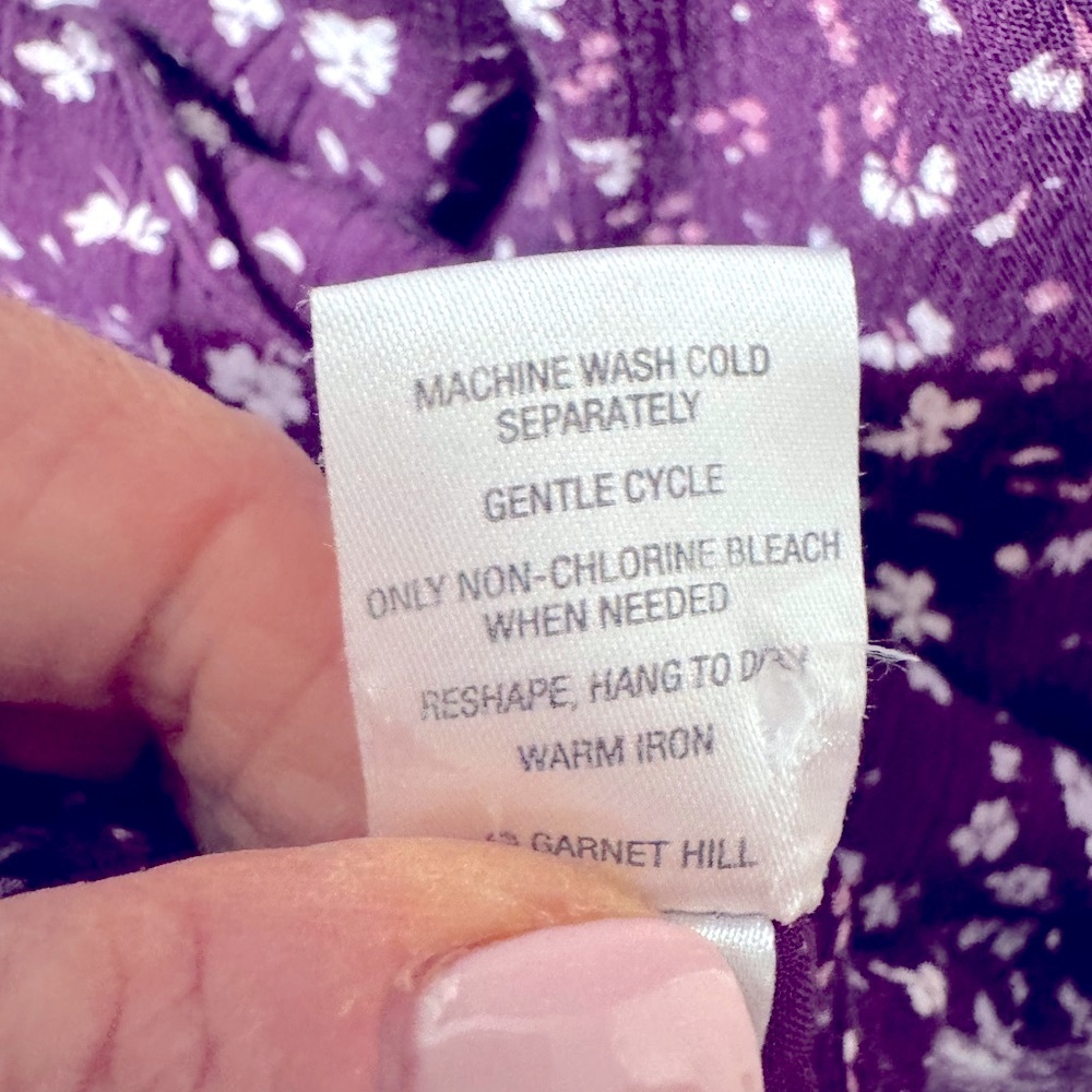 Garnet Hill EUC❤️Purple Floral Crepe Dress Gathered Drop Waist w/ pockets. - Picture 8 of 8